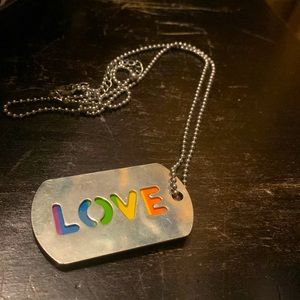 LOVE rainbow dog tags